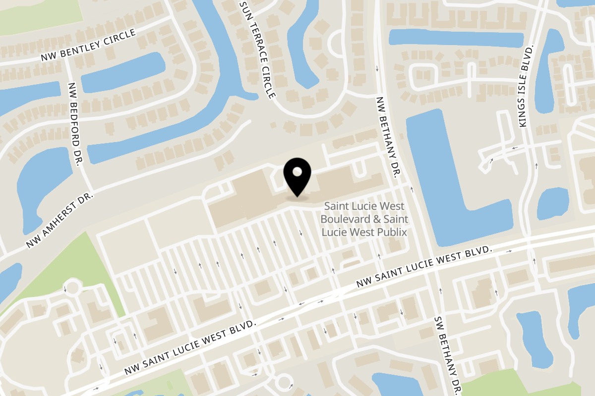 Map showing the location of Zest Kitchen and Bar on 1347 St Lucie W Blvd in Port St. Lucie